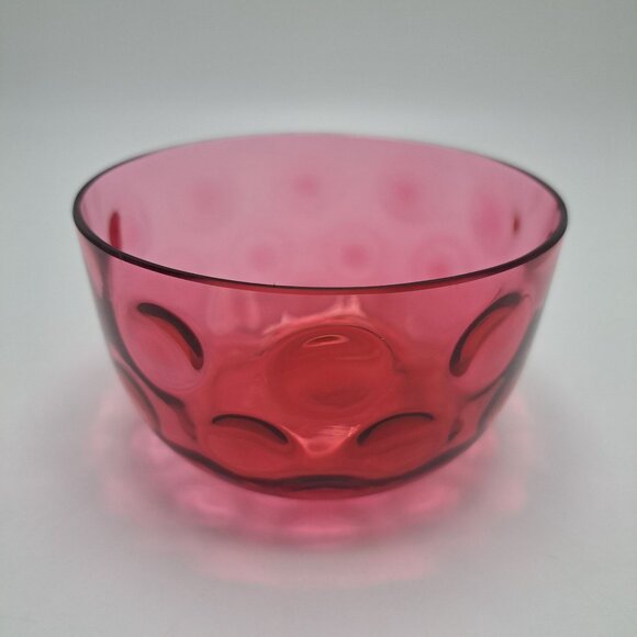LG Wright Glass Thumbprint Cranberry Bowl - Picture 2 of 9